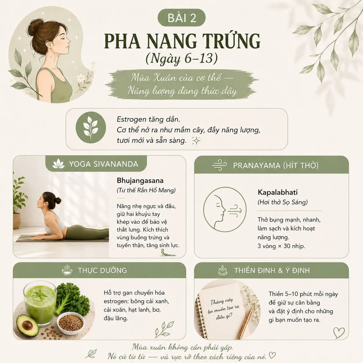 Yoga pha nang trứng (ngày 6–13): Mùa Xuân cơ thể